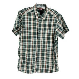 North Face Shirt Men's Medium Short-sleeve Snap Plaid Camp Outdoors Casu…